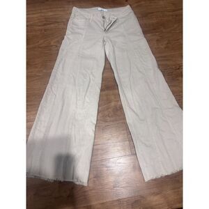 Flying Monkey Low Rise Wide Leg Jeans Beige Raw Hem Size 28 Baggy